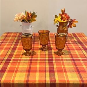 Vintage Indiana Glass Goblets Set of 3 Mt Vernon pattern 6 in